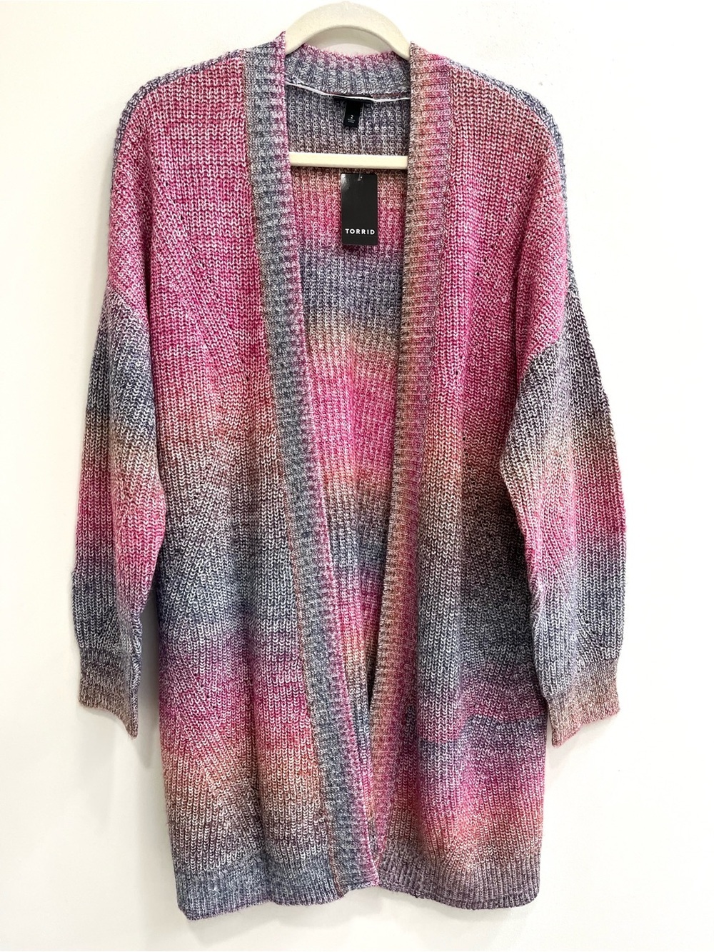 Torrid Multi-Color Rainbow Chunky Open Front Sweater Cardigan Colorful Size 2X